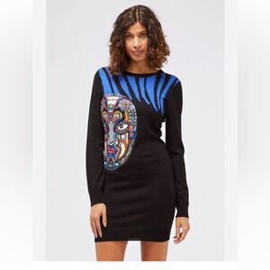 Custo Barcelona Wool Long Sleeve Mini Dress